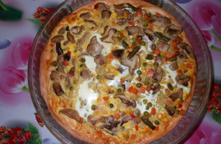 Пицца с овощами и грибами. Рецепт с пошаговым фото