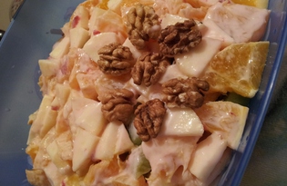 Рецепт "Фруктовый салат с орехами и йогуртом" пошаговое фото блендер