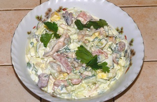 Салат из морепродуктов «На скорую руку» (пошаговый фото рецепт)