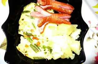 Запеканка с овощной смесью и сосисками (рецепт с пошаговыми фото)