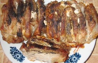 Свиная гармошка с салом (пошаговый фото рецепт)