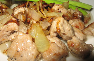 Свинина с жареным луком (пошаговый фото рецепт)