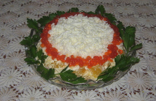 Салат с сёмгой, апельсином и красной икрой (пошаговый фото рецепт)
