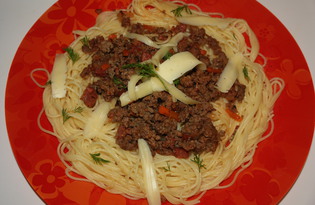 Спагетти с соусом "Болоньезе" (пошаговый фото рецепт)