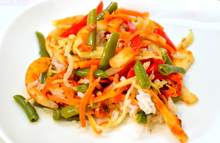 Рисовый салат с кальмаром (пошаговый фото рецепт)