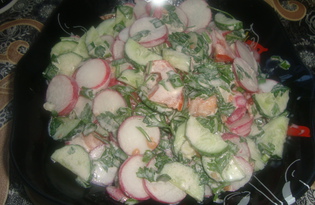 Салат с помидором, огурцом и редисом "Весенний" (пошаговый фото рецепт)