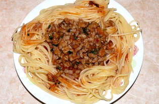 Спагетти с мясным соусом (пошаговый фото рецепт)