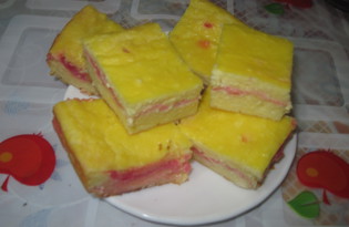 Творожный десерт, запеченный с киселем (пошаговый фото рецепт)