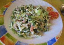 Салат с капустой, зеленью и колбасой "Днестр" (пошаговый фото рецепт)