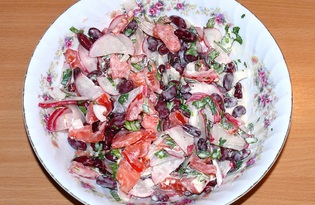 Салат из фасоли, томатов и редиса (пошаговый фото рецепт)