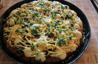 Пышная пицца по-американски (пошаговый фото рецепт)