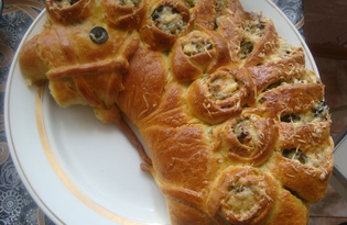 Пирог с курицей и зеленым луком "Белогривый конь" (пошаговый фото рецепт)