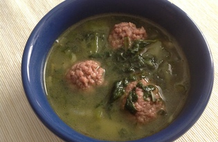 Суп с фрикадельками и шпинатом (пошаговый фото рецепт)