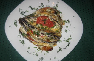 Баклажан, запеченный с помидором и сыром (пошаговый фото рецепт)