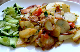 Жареная молодая картошка с зеленью и сыром (пошаговый фото рецепт)