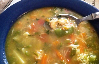 Суп на бульоне из удильщика (морского черта) с креветками (пошаговый фото рецепт)