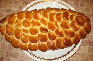 Дрожжевой пирог с рыбной и яичной начинками (пошаговый фото рецепт)