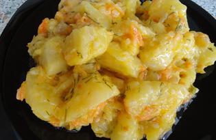 Тушеный картофель в сметане (пошаговый фото рецепт)