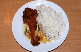 Кисло - сладкие утиные кусочки с рассыпчатым рисом (пошаговый фото рецепт)