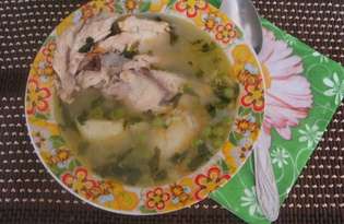 Летний суп с горошком и курицей (пошаговый фото рецепт)