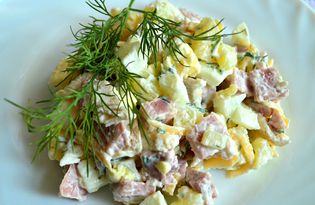 Мясной салат с сыром (пошаговый фото рецепт)