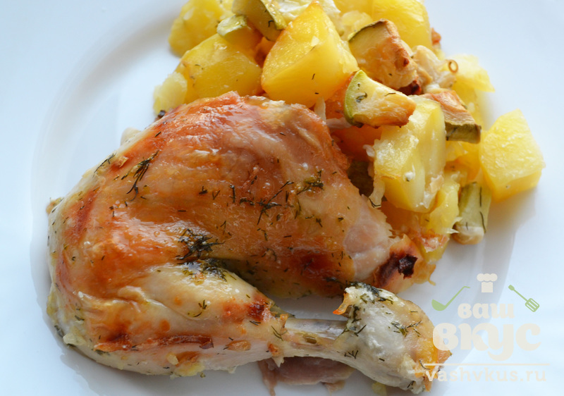 Курица с кабачками и картошкой в духовке — рецепт с фото пошагово