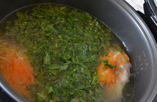 Куриный суп со щавелем в мультиварке (пошаговый фото рецепт)
