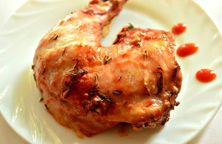 Куриный окорочок, запеченный в соусе с молотым имбирем (пошаговый фото рецепт)