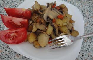 Жареный картофель с шампиньонами (пошаговый фото рецепт)