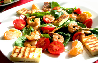 Теплый салат с креветками (пошаговый фото рецепт)