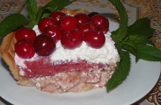 Клубнично - творожный десерт с вишнями (пошаговый фото рецепт)