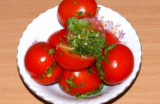 Малосольные помидоры с зеленью (пошаговый фото рецепт)
