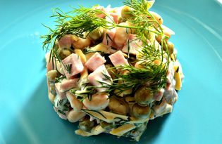 Сырный салат с белой фасолью (пошаговый фото рецепт)
