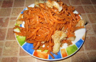 Корейский салат из моркови и цветной капусты (пошаговый фото рецепт)