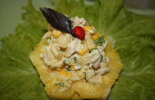 Салат из курицы с ананасами и зеленью (пошаговый фото рецепт)