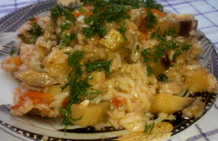 Рис тушеный с баклажанами (пошаговый фото рецепт)