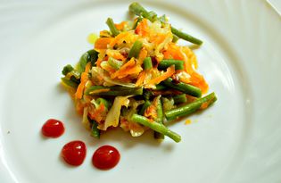 Капуста, жаренная с морковью и стручковой фасолью (пошаговый фото рецепт)
