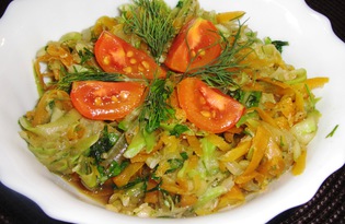 Теплый салат из цуккини и моркови (пошаговый фото рецепт)
