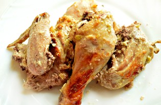 Курица под сметано - чесночным соусом, запечённая в фольге (пошаговый фото рецепт)