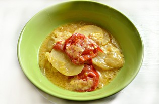 Капуста, тушенная с картофелем, помидорами и сыром (пошаговый фото рецепт)