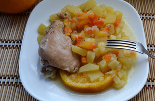 Рагу с апельсинами и курицей в казане (пошаговый фото рецепт)