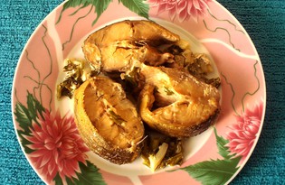 Терпуг, запеченный со сметаной и зеленью (пошаговый фото рецепт)