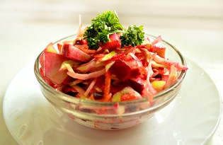 Салат со свеклой и капустой "Рубиновый" (пошаговый фото рецепт)