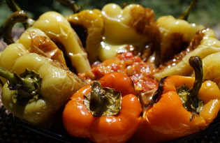 Перец жареный с помидорами и баклажанами (пошаговый фото рецепт)