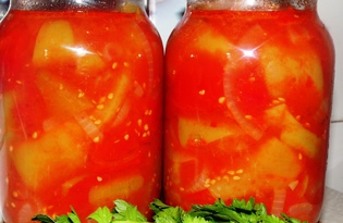 Перец с помидорами и луком на зиму (пошаговый фото рецепт)