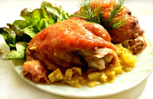 Куриные бедра с кабачками (пошаговый фото рецепт)
