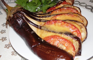Веер из баклажанов с помидорами (пошаговый фото рецепт)