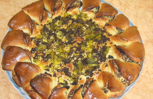 Пирог из дрожжевого теста с вареньем "Цветок" (пошаговый фото рецепт)