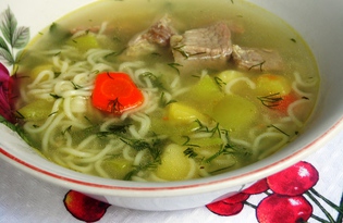 Суп с лапшой и свининой (пошаговый фото рецепт)