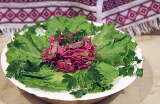 Салат из жареной курицы и маринованных овощей (пошаговый фото рецепт)